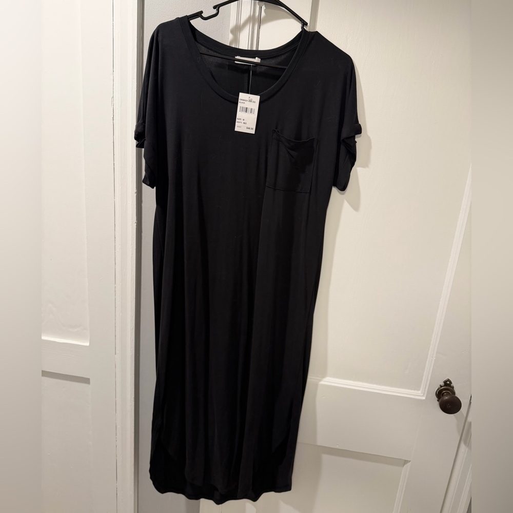 Lush Black Pocket Tee Dress